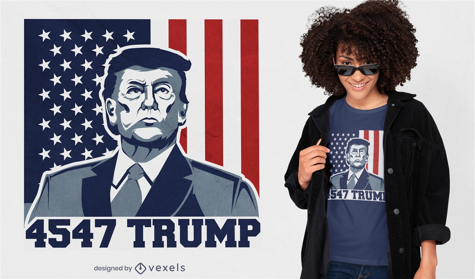 Vintage Trump amerikanische Flagge T-Shirt-Design