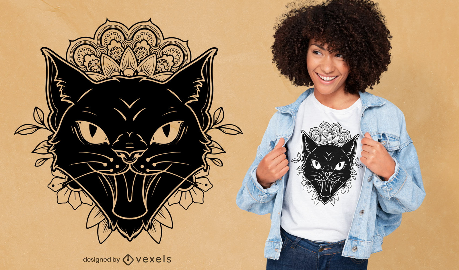 Mandala Katze Tattoo T-Shirt Design