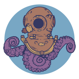 Capacete de mergulho com tentáculos frontview Desenho PNG Transparent PNG