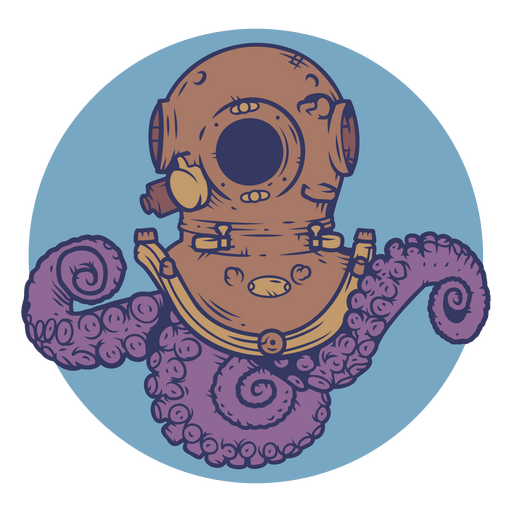 Diving helmet with tentacles frontview PNG Design
