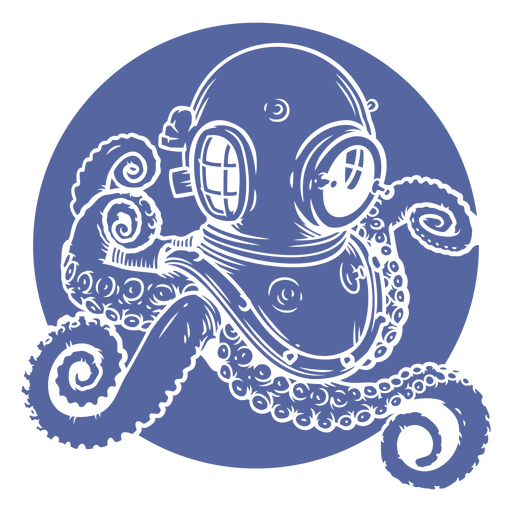 Taucher schnitt Oktopus aus PNG-Design