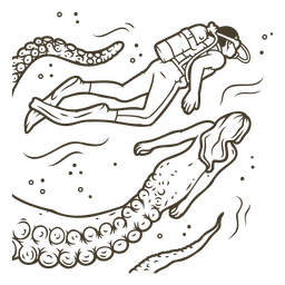 Criaturas de acidente vascular cerebral de mergulho Desenho PNG