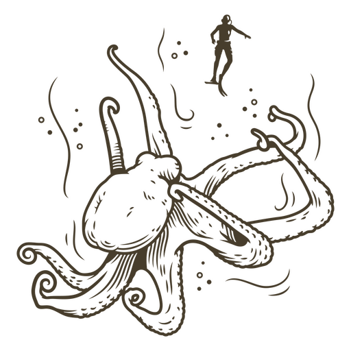 Pulpo trazo vintage Diseño PNG