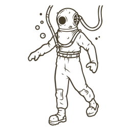 Hombre de trazo de buceo Diseño PNG