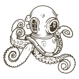 Capacete de mergulhador com tentáculos Desenho PNG Transparent PNG