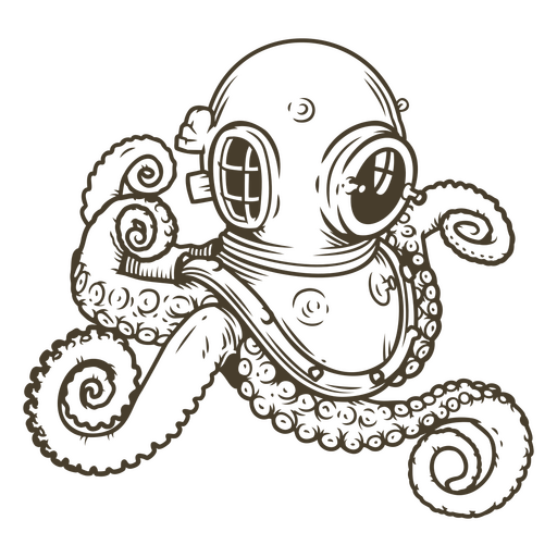 Scuba diver helmet with tentacles PNG Design