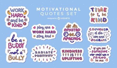 Kindness lettering quotes set of stickers