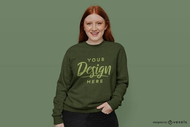 Ingwermädchen mit grünem Sweatshirtmodell