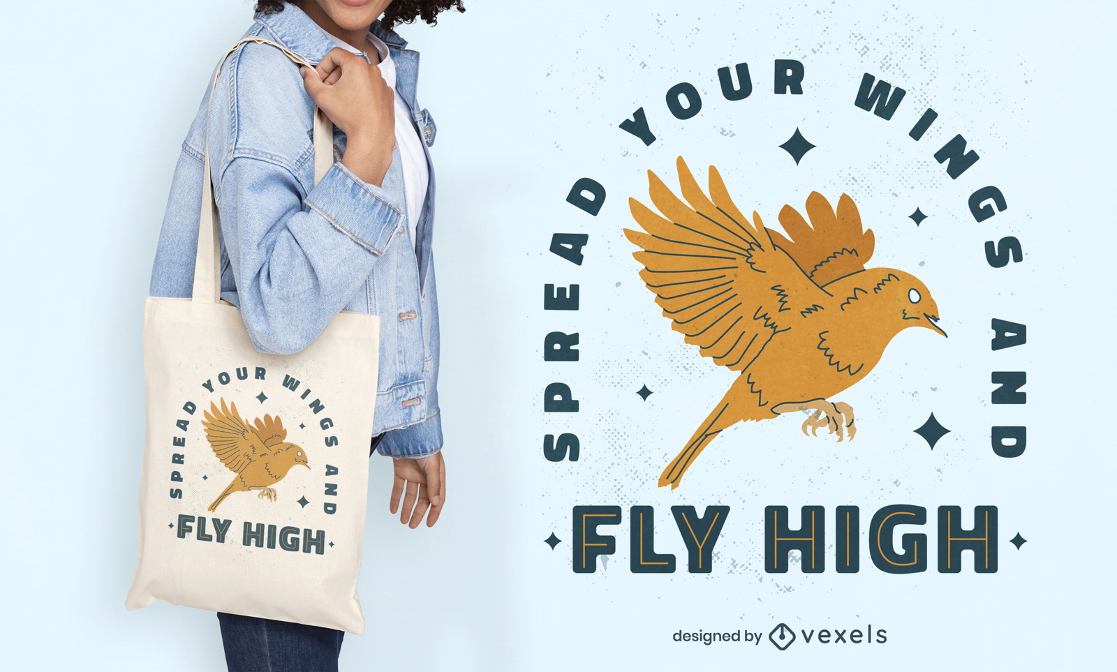 Bird quote badge tote bag design