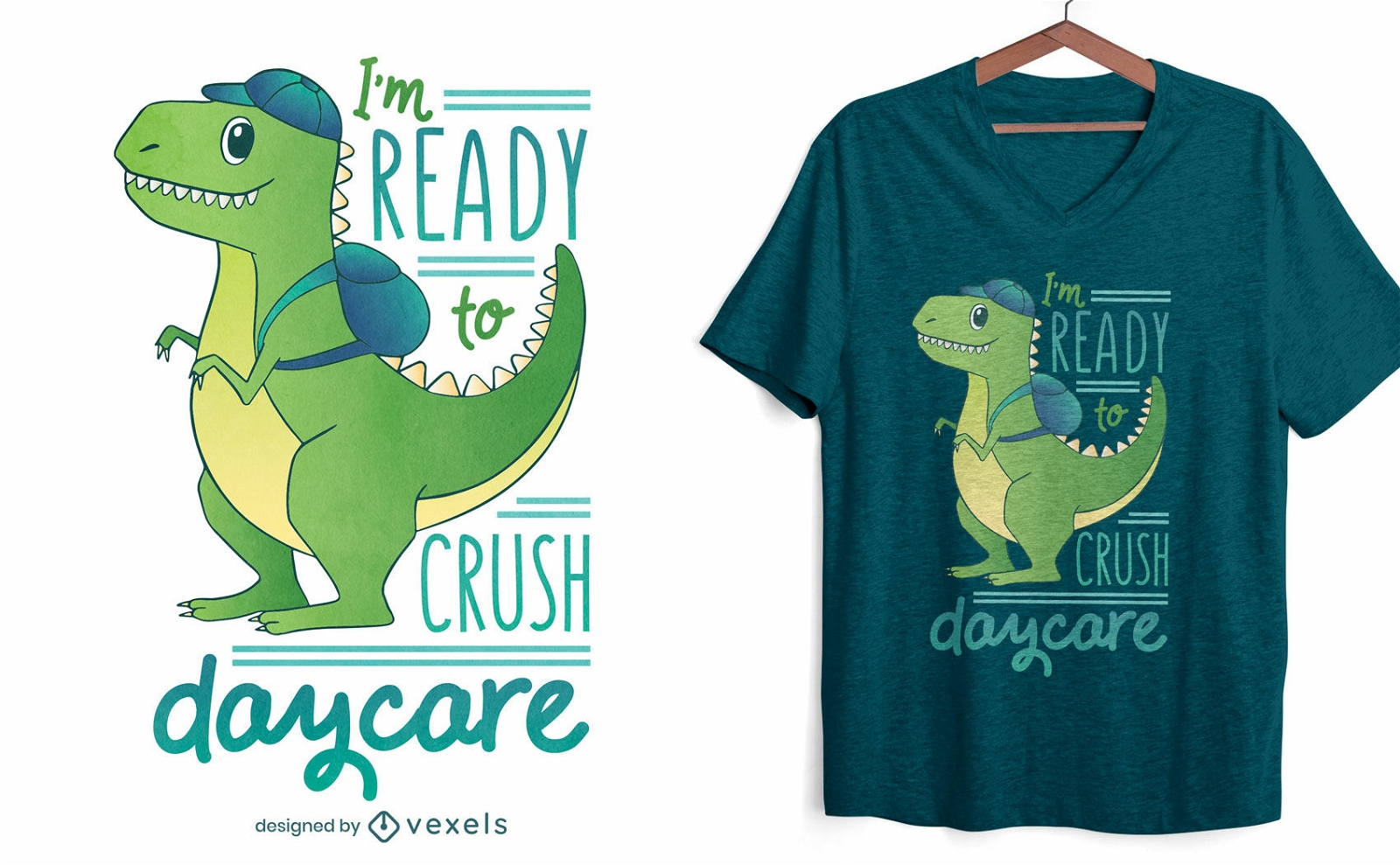 Design de camiseta t-rex para creche