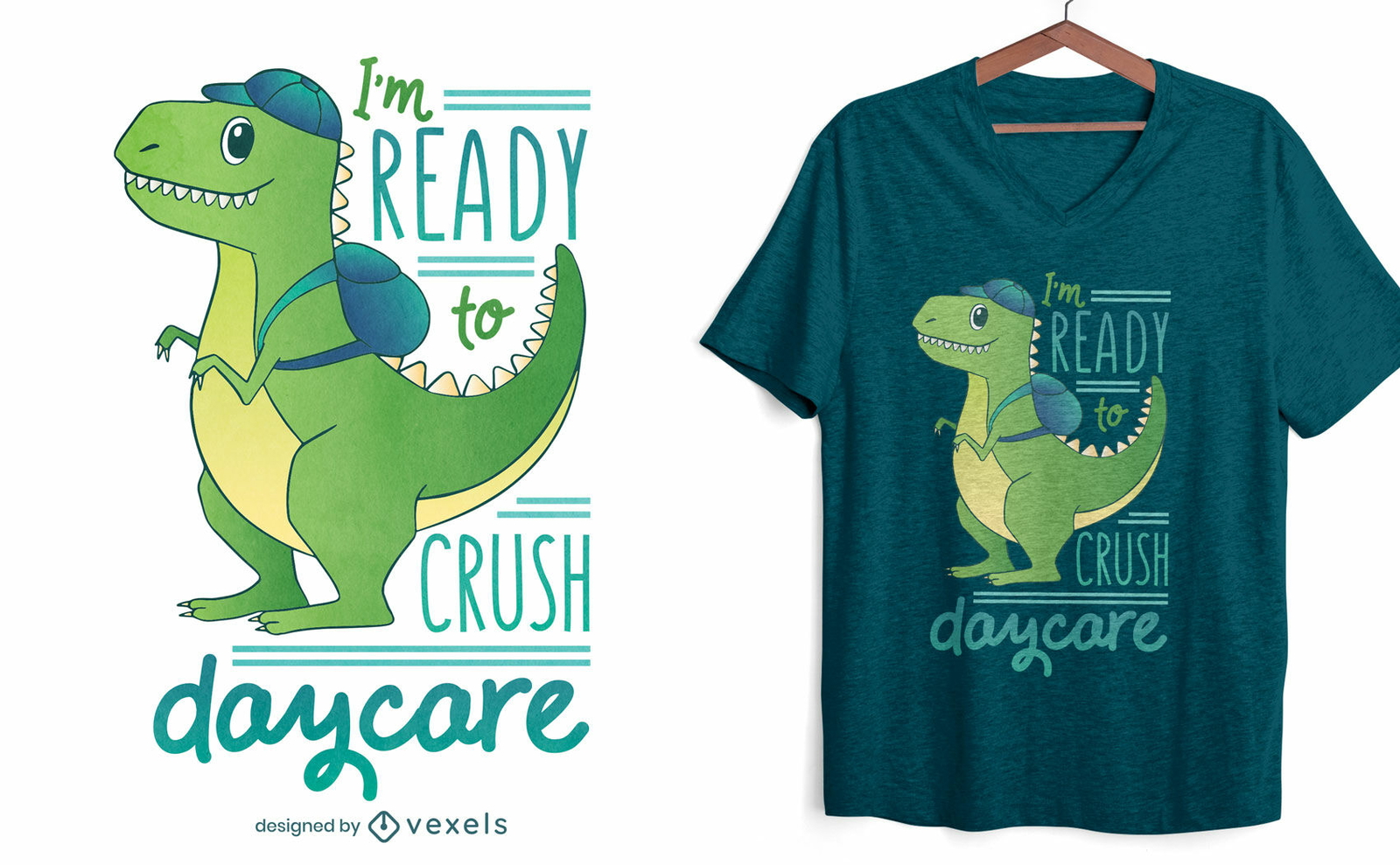 Diseño de camiseta de guardería t-rex.