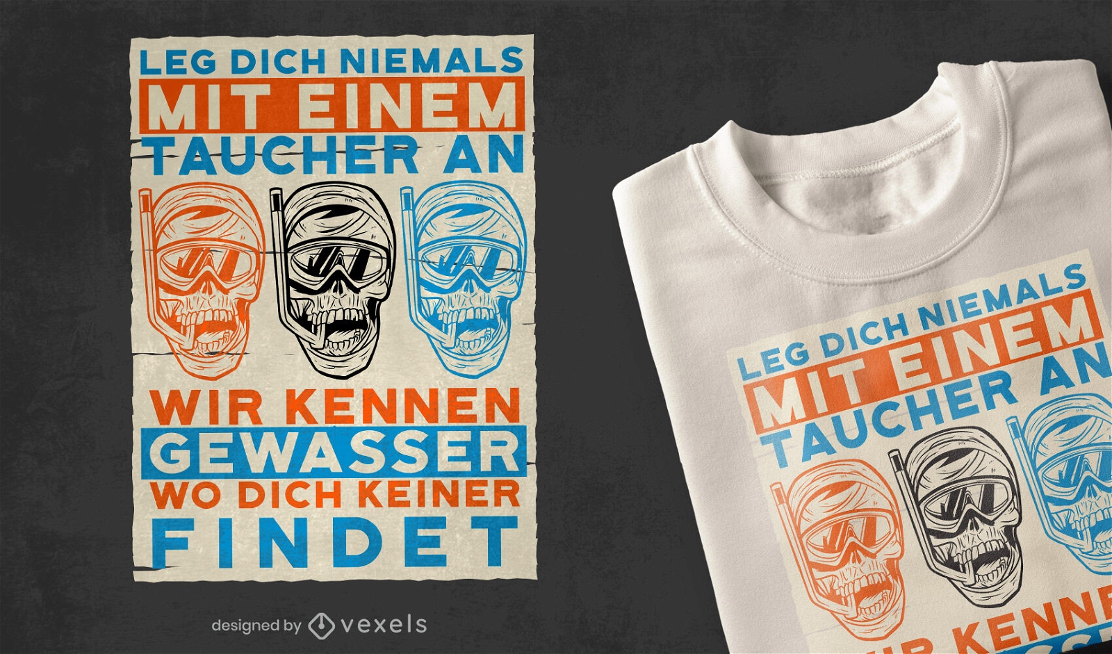 Snorkel Skulls deutsches Zitat T-Shirt Design