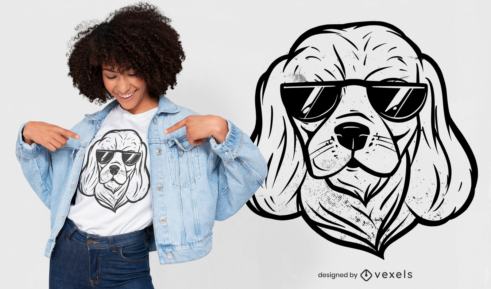 Diseño de camiseta de perro fresco con gafas de sol.