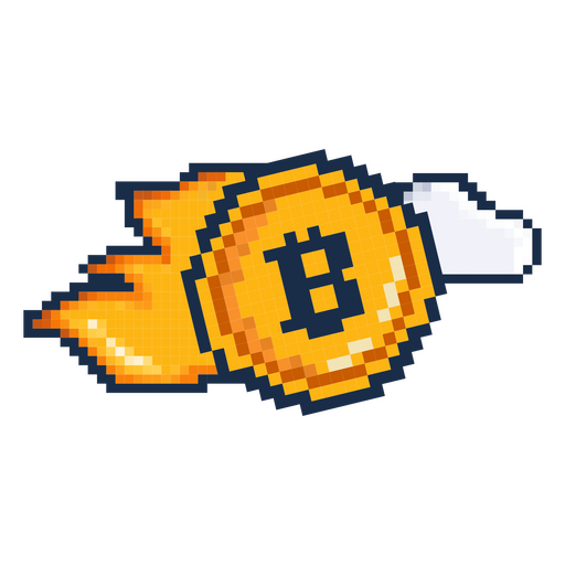 Bitcoin-Pixel-Feuermünzen-Kryptowährung PNG-Design