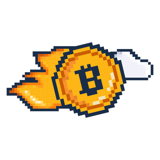Bitcoin pixel fire coin cryptocurrency  PNG Design