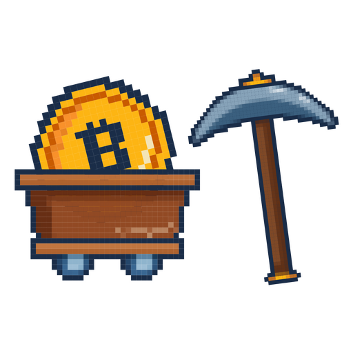 Bitcoin-Pixel-Mining-Kryptowährung PNG-Design