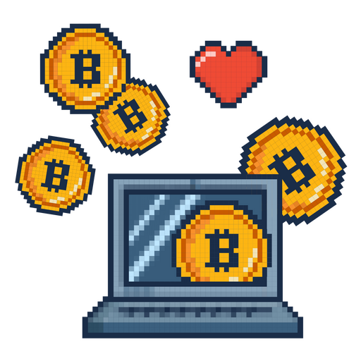 Criptomoneda de computadora de píxel de bitcoin Diseño PNG