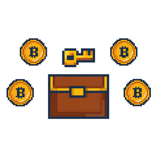 Bitcoin pixel treasure cryptocurrency  PNG Design