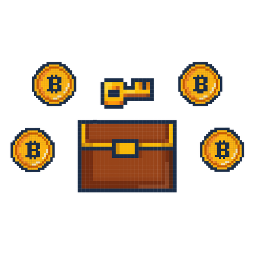 Criptomoneda del tesoro del píxel de bitcoin Diseño PNG