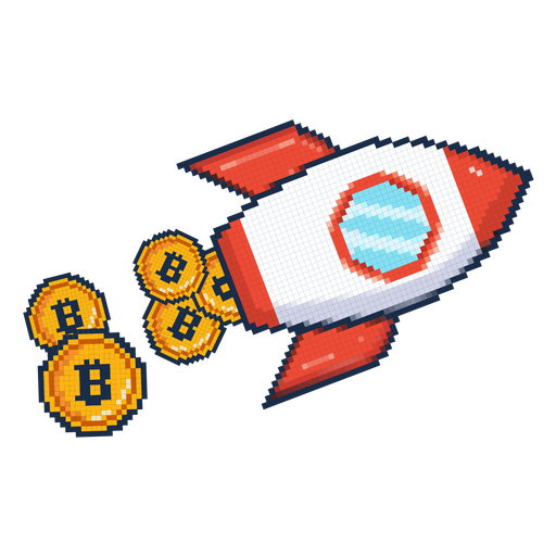 Bitcoin-Pixel-Raumschiff-Kryptowährung PNG-Design