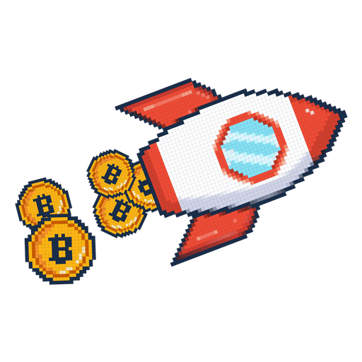 Bitcoin pixel spaceship cryptocurrency 