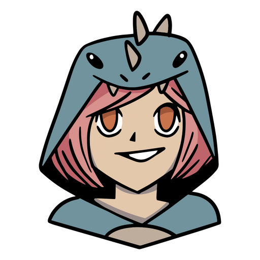 Girl with anime dinosaur costume  PNG Design