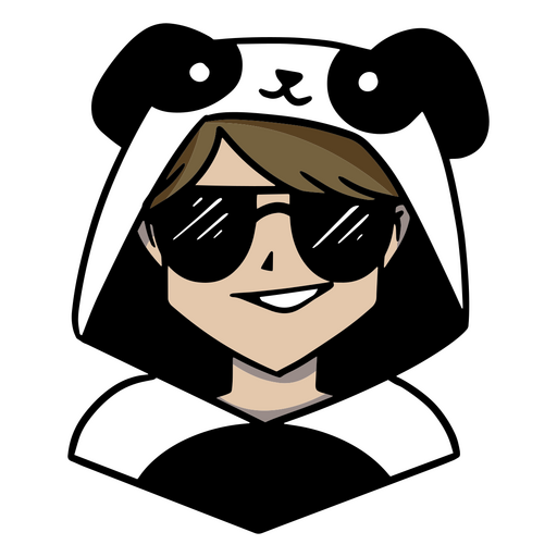 Junge mit Panda-Anime-Kostümhaube und Sonnenbrille PNG-Design