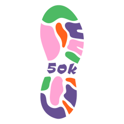 Zapato de maratón de 50k kilometraje Diseño PNG