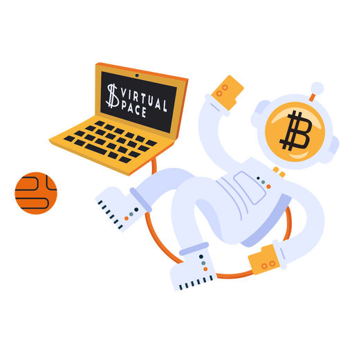 Carácter de computadora de astronauta de bitcoin Diseño PNG