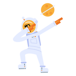 Bitcoin-Raumfahrer-Dab-Charakter PNG-Design