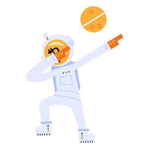 Personagem de dab do astronauta Bitcoin