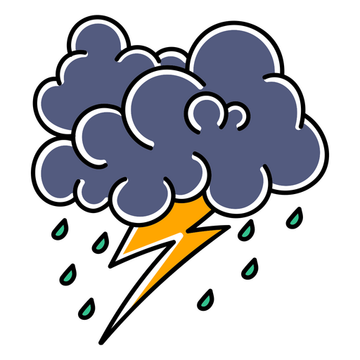 Nube de tormenta y relámpagos Diseño PNG