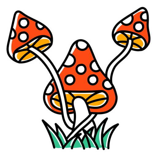 Big mushroom with two little mushrooms  PNG Design