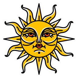 Traditional tattoo sun PNG Design