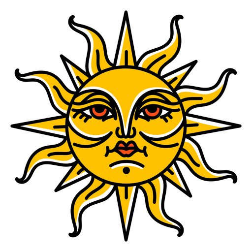 Sol de tatuagem tradicional Desenho PNG