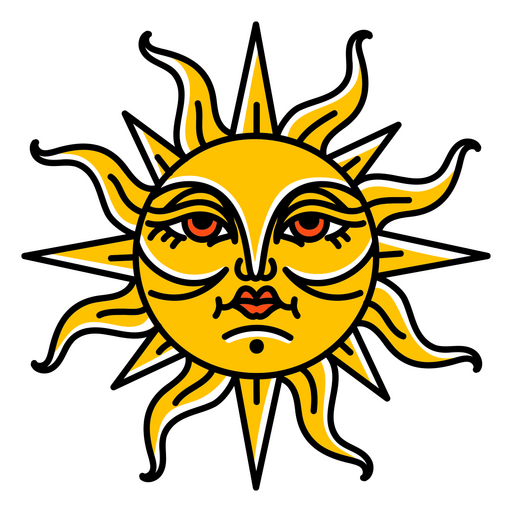 Traditionelle Tattoo-Sonne PNG-Design