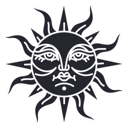Tribal sun with face tattoo PNG Design
