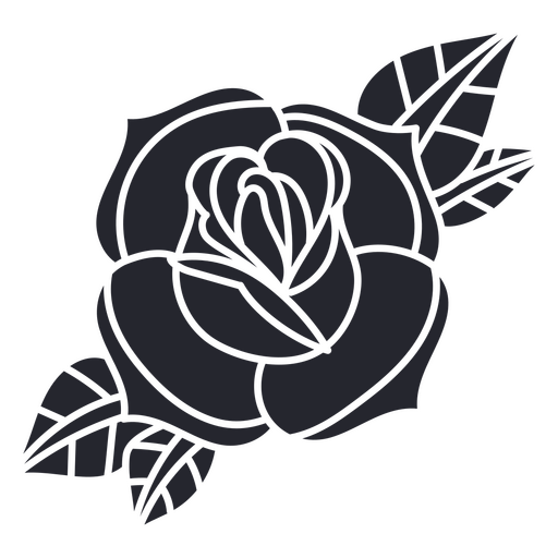 Tatuagem de rosa recortada tradicional Desenho PNG