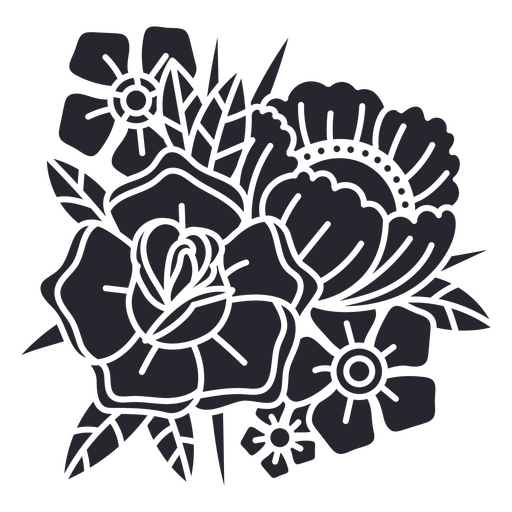 Flowers tattoo stroke traditional PNG Design