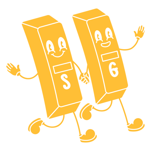 Gold bars retro cartoon cut out PNG Design