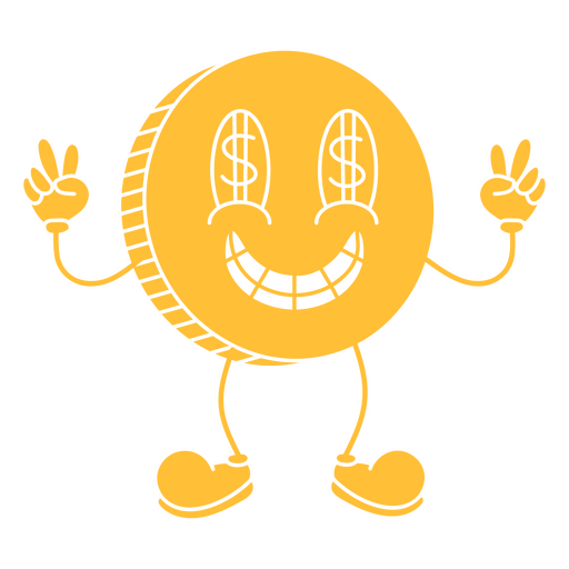 Happy coin retro cartoon cut out PNG Design