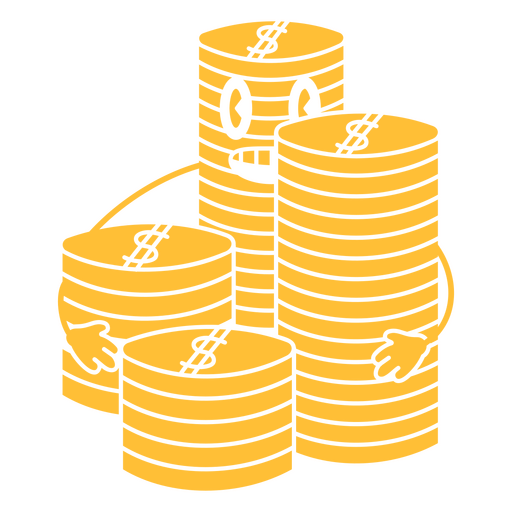 Desenho retrô de moedas de ouro cortado Desenho PNG