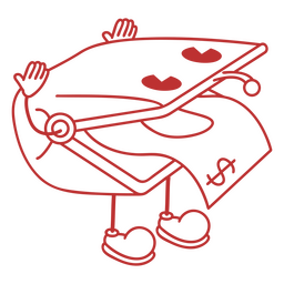 Trazo de dibujos animados retro monedero Diseño PNG