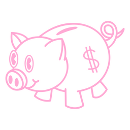Piggy bank retro cartoon stroke Transparent PNG