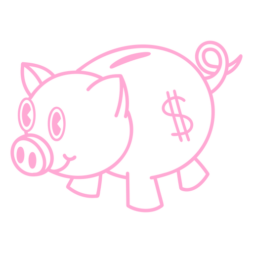 Piggy bank retro cartoon stroke PNG Design