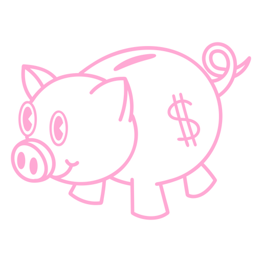 Sparschwein Retro-Cartoon-Strich PNG-Design