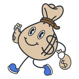 Color de dibujos animados retro bolsa de dinero Transparent PNG