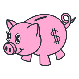 Piggy bank retro cartoon color PNG Design