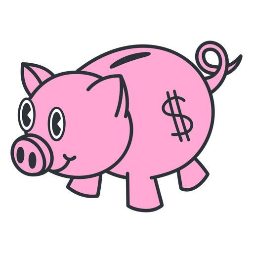Piggy bank retro cartoon color PNG Design