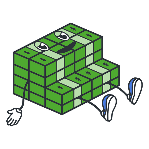 Dollar stairs retro cartoon color PNG Design
